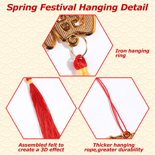 176 Pcs Chinese Lunar New Year Decorations 2026 Chinese Hanging Decoration Spring Festival Lucky Hanging Red Lanterns Gold Tree Ornaments for Asian China Lunar New Year Party of The Horse Decor