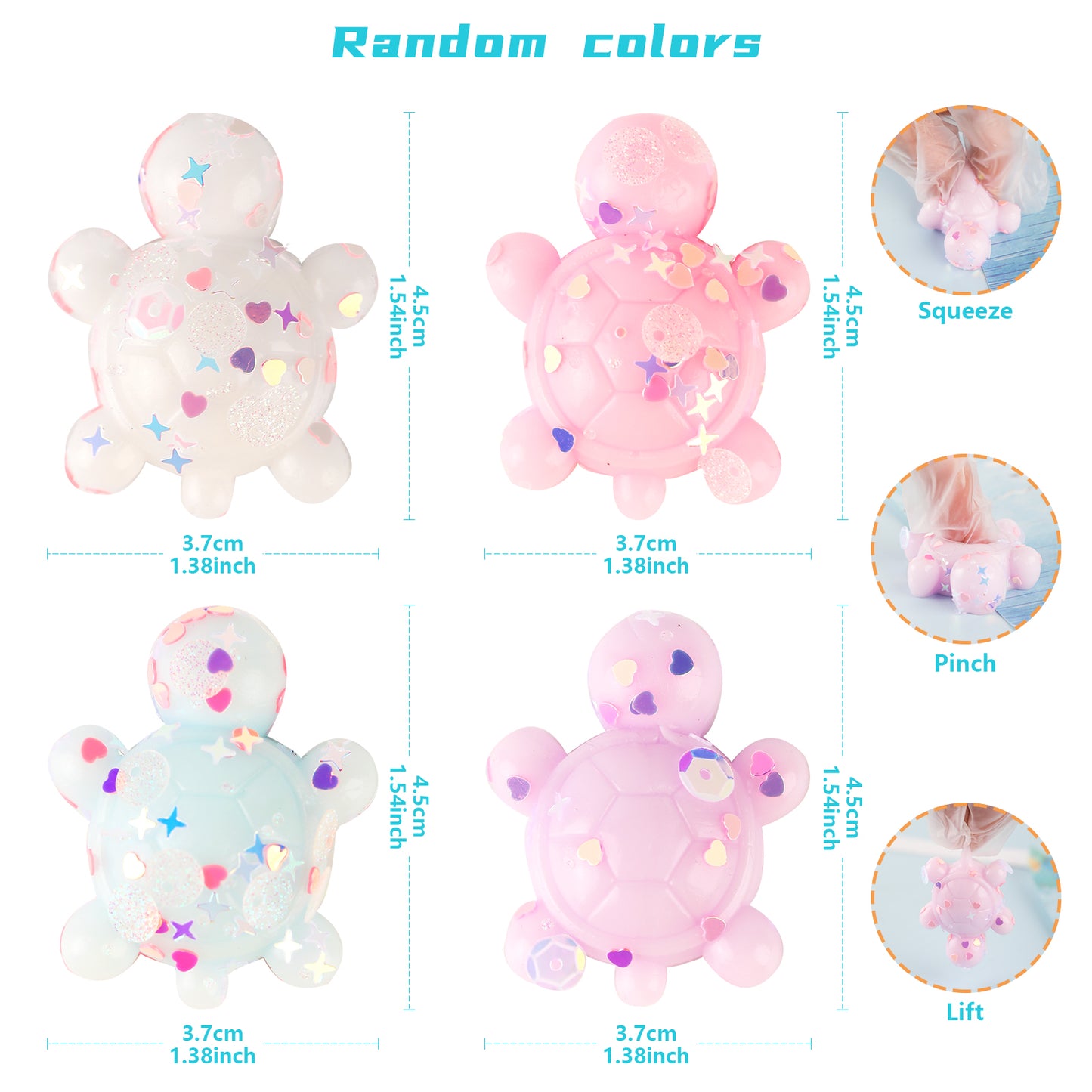4Pcs Cute Turtle Squishy Toys for Kids,Kawaii Animal Stress Relief Fidget Toy,Small Sea Turtle Squeeze Animal Squish Gifts for Adults and Children