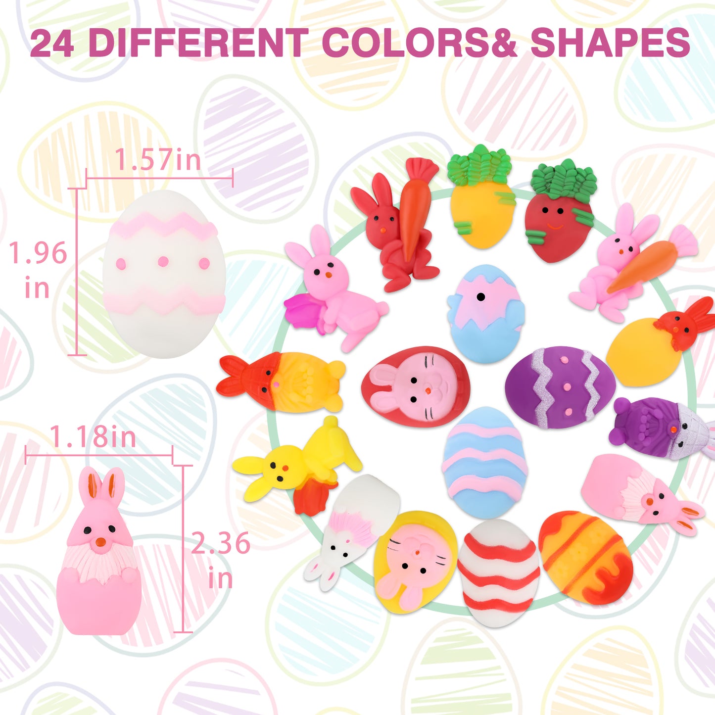 24 Pcs Easter Mochi Squishies Toys,Mini Chick Bunny Mochi Squeeze Easter Toys for Kids Party Favor,Cute Stress Relief Easter Egg Filler Basket Stuffer Gifts