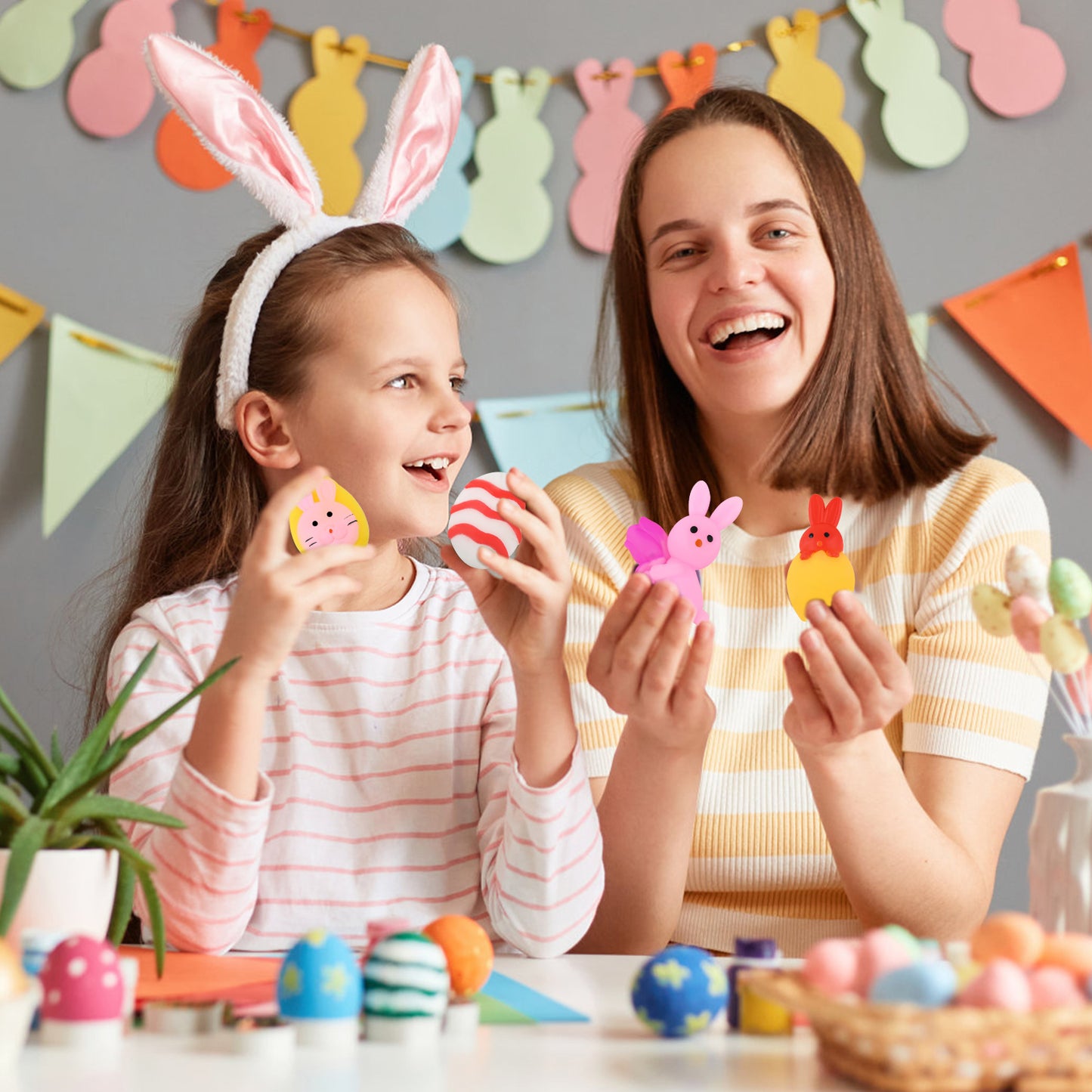 24 Pcs Easter Mochi Squishies Toys,Mini Chick Bunny Mochi Squeeze Easter Toys for Kids Party Favor,Cute Stress Relief Easter Egg Filler Basket Stuffer Gifts