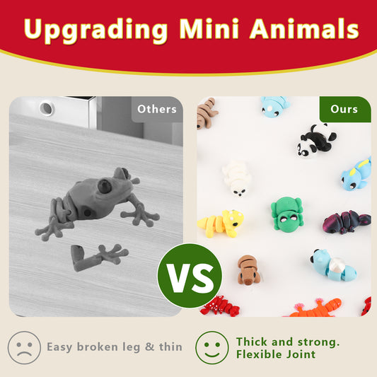 20Pcs Mini Animal Figures Set,3D Printed Little Animals Articulated Flexible Fidget Toys,Kawaii Small Animal Figure Toy for Party Favor,Cute 3D Printed Animal Toy Sets for Home,Office,Desk Decor