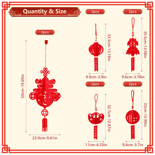 10 Pcs Chinese Lunar New Year Decorations 2026 Chinese Hanging Decoration Spring Festival Lucky Hanging Tree Ornaments for Asian China Lunar New Year Party Wedding Home Decor