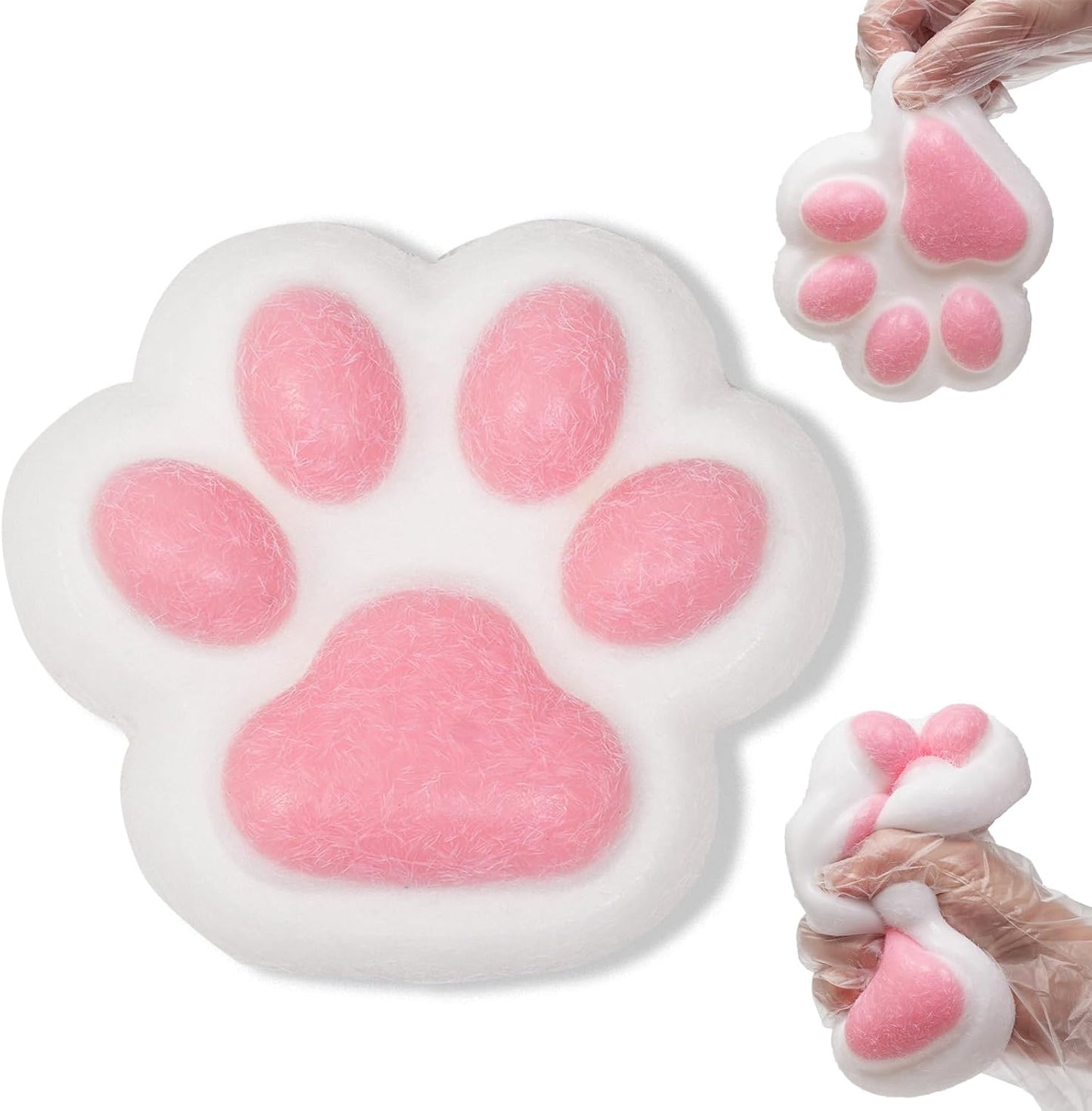 Squishy Cat Paw Squishies Toy, Cute Paw Squeeze Sensory Toys, Jumbo Furry Squishy Animal Relief Stress Ball with PVC Packaging Gifts Fidget Novelty Toy for Kids Adults