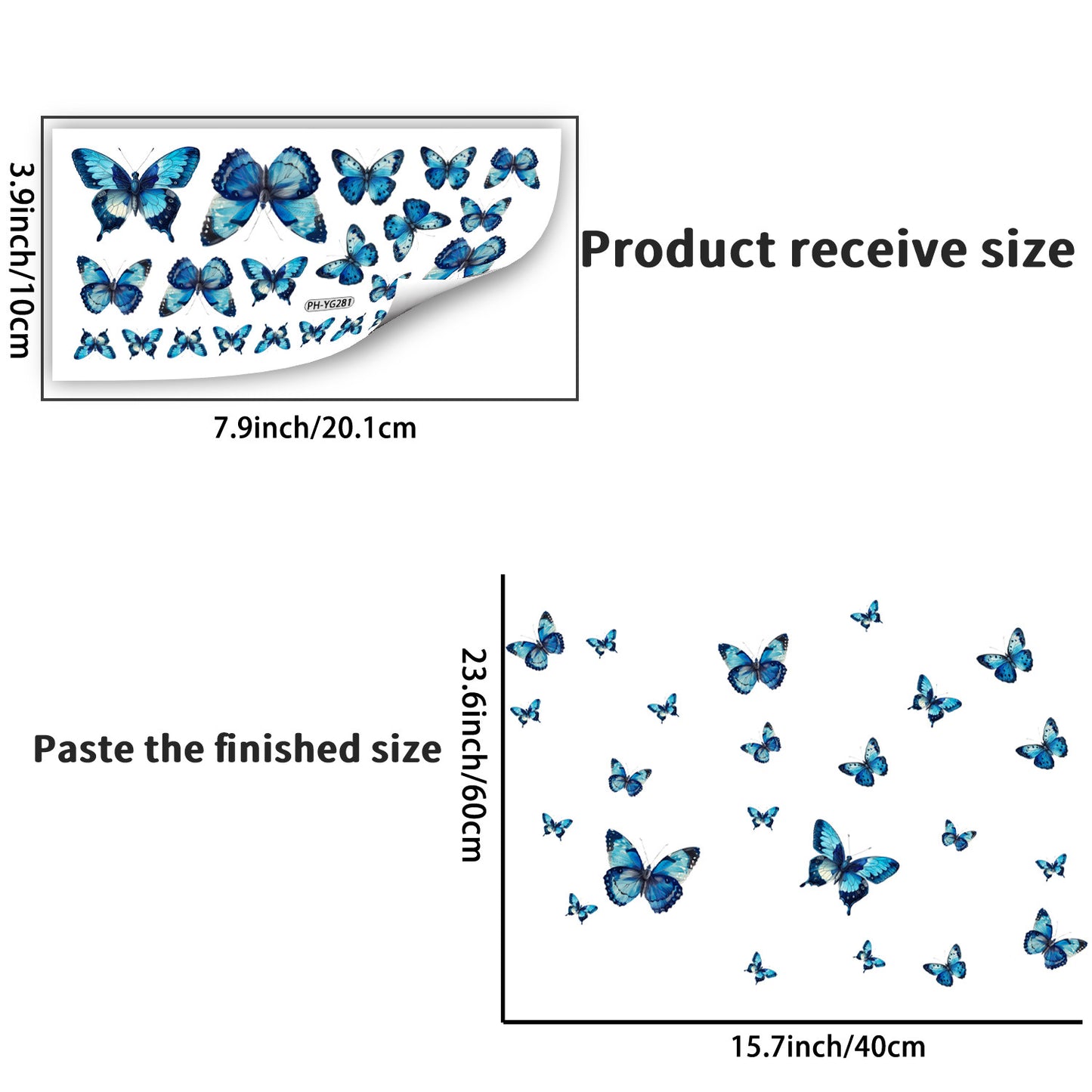 Glow in The Dark 3D Butterfly 24 Pcs 3 Sizes, Luminous Butterfly Stickers for Ceiling or Wall, Glow in The Dark Party Supplies, Removable Luminous Stickers for Kids Babys Nursery (Blue)