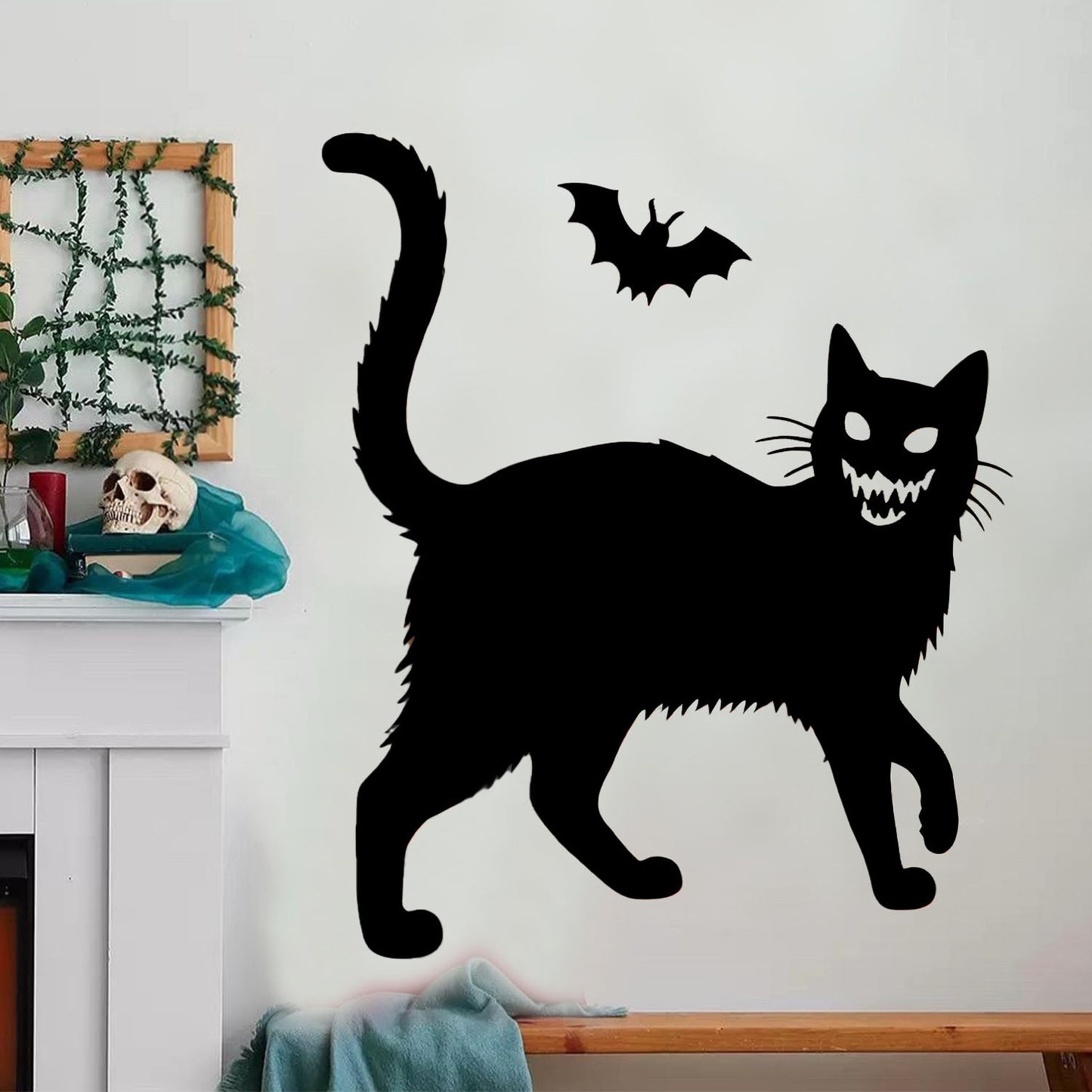 Black Cat Wall Sticker for Door Decor Peel and Stick Black Cat Wall Decal Removable Cute Pet Art Vinyl Stickers for Doors Bathroom Kids Room Bedroom Wall Decor