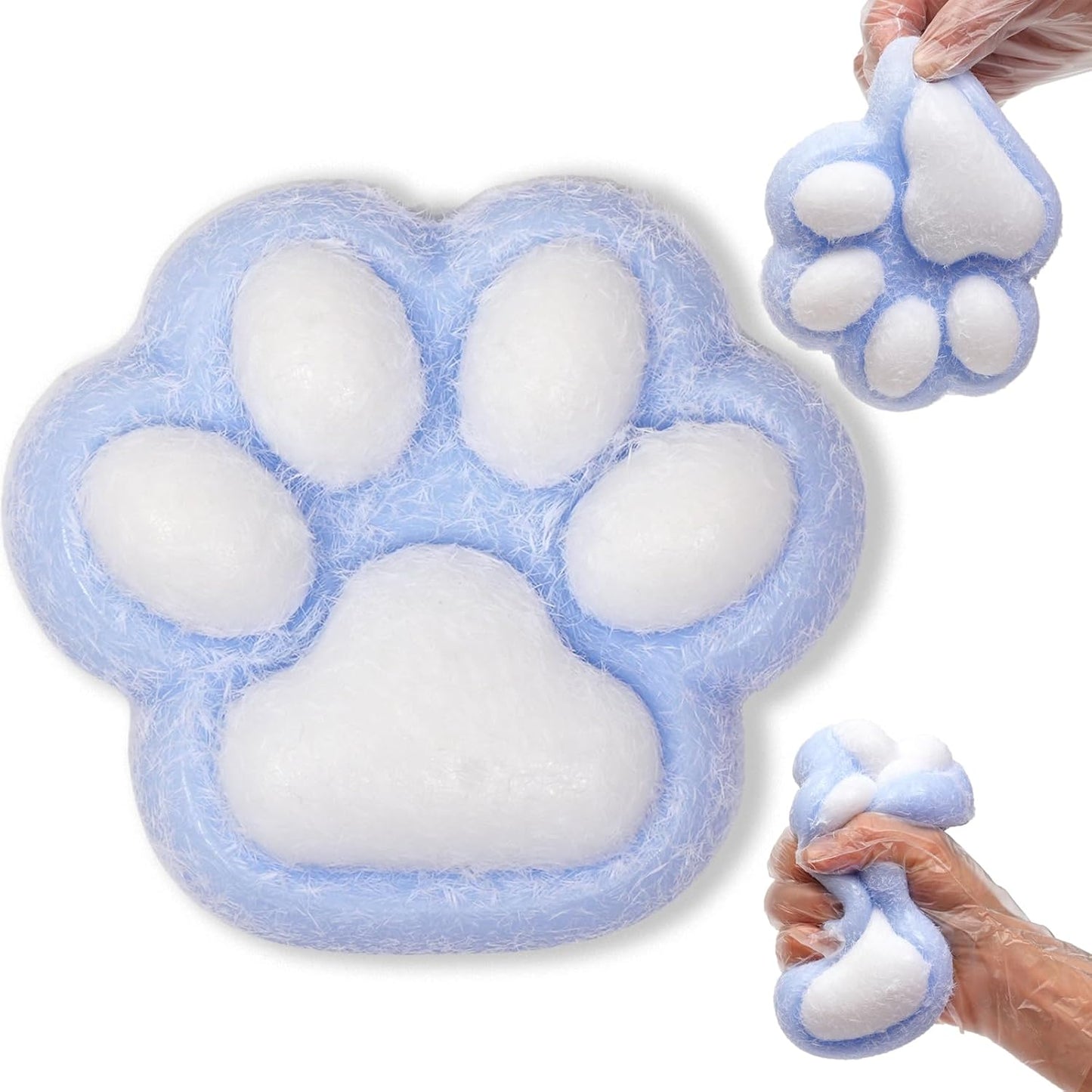 Squishy Cat Paw Squishies Toy, Cute Paw Squeeze Sensory Toys, Jumbo Furry Squishy Animal Relief Stress Ball with PVC Packaging Gifts Fidget Novelty Toy for Kids Adults