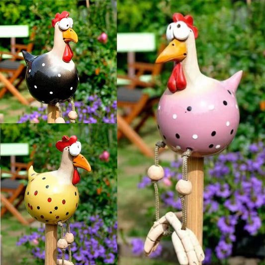 2026 big-eyed hanging-footed chicken spring breath fence resin ornament garden courtyard long-footed chicken ornament wholesale