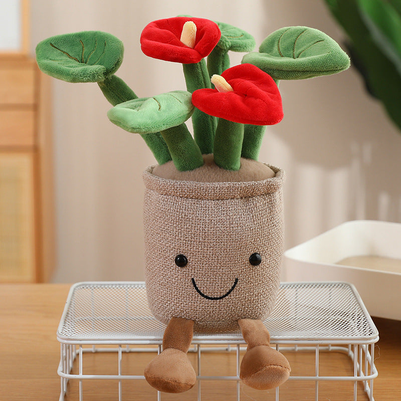 Cross-border simulation plant fun potted plant table with doll plush toy children's doll indoor ornament decoration mini