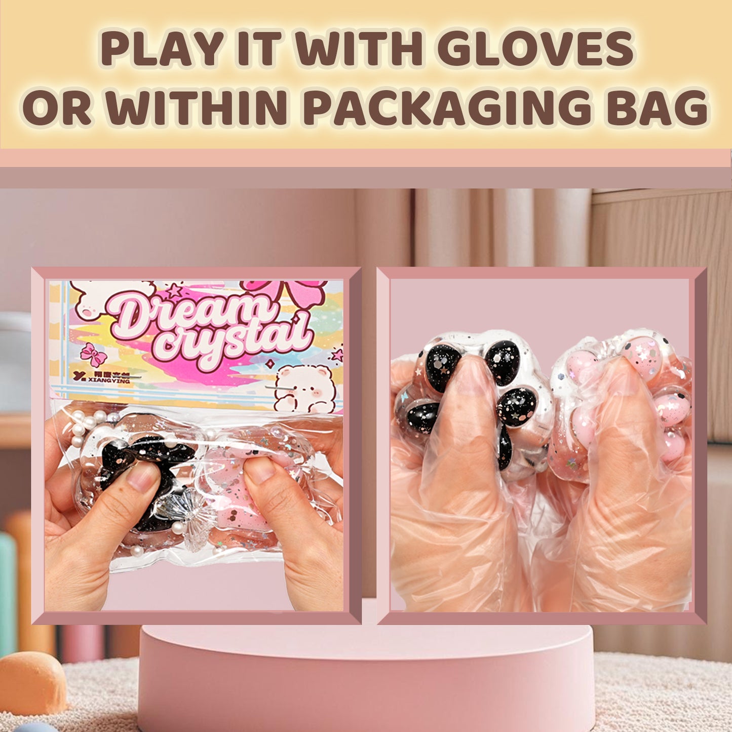 Pethomli 2 Pack Squishy Cat Paw Squishies Toy, Cute Paw Squeeze Sensory Toys, Transparent Squishy Animal Relief Stress Ball with PVC Packaging Gifts Fidget Novelty Toy for Kids Adults