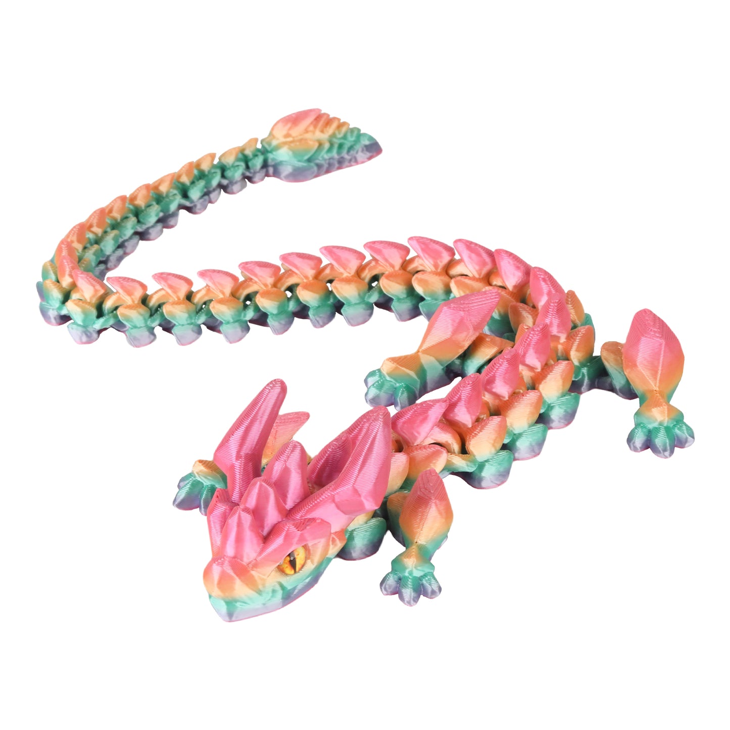 3D Printed Dragon Animal Toys,17.7" Rainbow Dragon Articulated Flexible Fidget Toys,3D Printed Gaint Dragon Animal Figure Toy for Home,Officec,Desk Decor