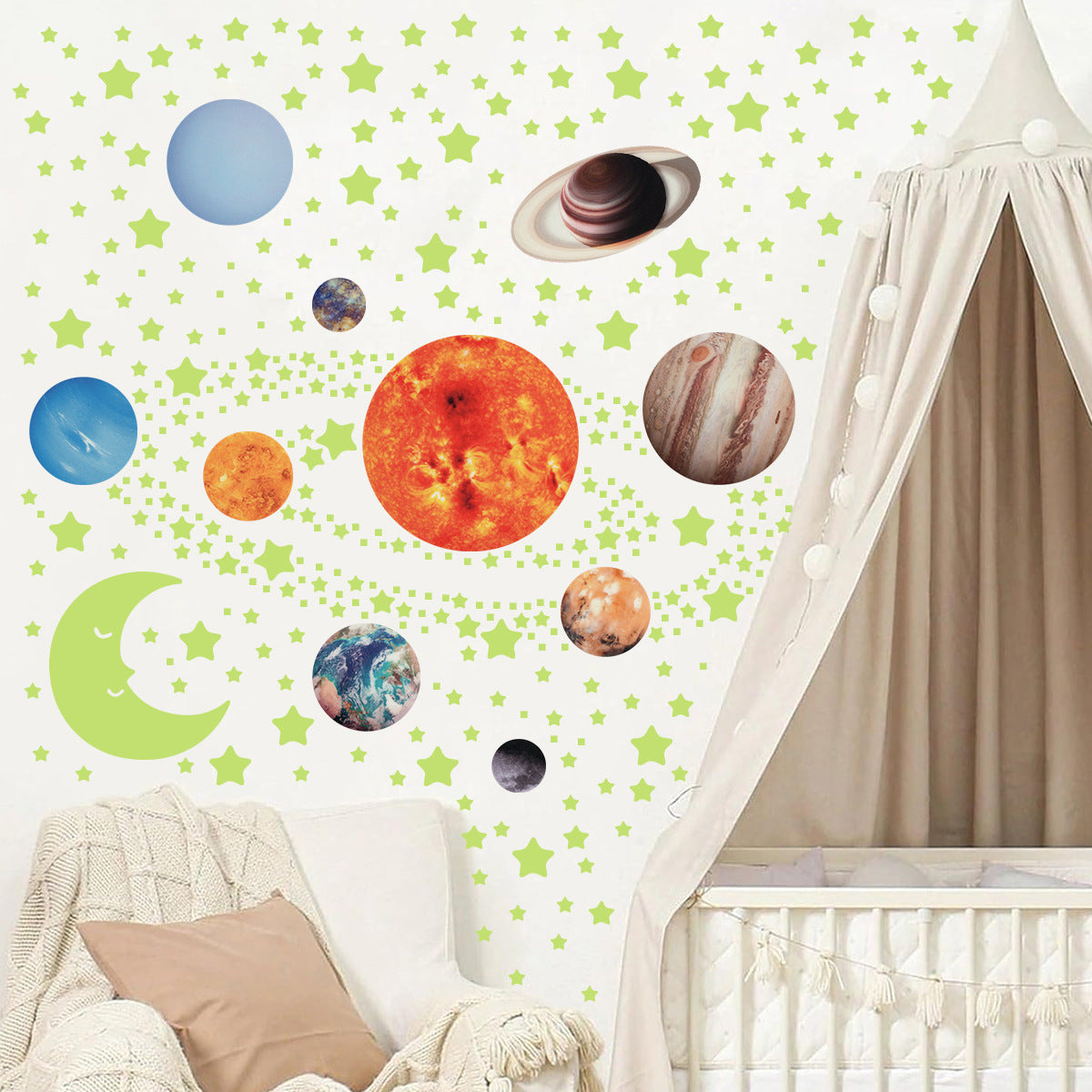 Glow in The Dark Stars and Planets, Bright Solar System Wall Stickers -Glowing Ceiling Decals for Kids Bedroom Any Room,Shining Space Decoration, Birthday Christmas Gift for Boys and Girls