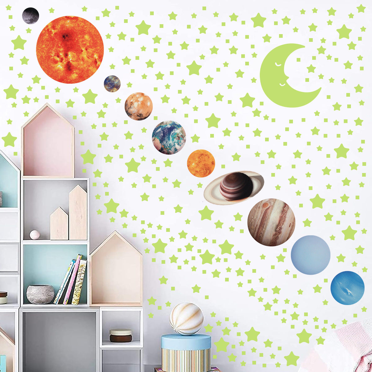 Glow in The Dark Stars and Planets, Bright Solar System Wall Stickers -Glowing Ceiling Decals for Kids Bedroom Any Room,Shining Space Decoration, Birthday Christmas Gift for Boys and Girls