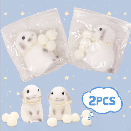 Easter Squishies Rabbit Toys,2pcs White Bunny Squeeze Animal Toys,Simulation Bunny Stress Relief Toy Furry Squish Novelty Toy with PVC Packaging Easter Basket Gift for Kids Adults