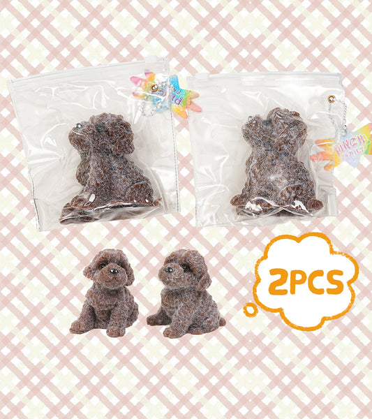 Dog Squishies Toy,2pcs Brown Teddy Dog Squeeze Animal Toys,Simulation Dog Stress Relief Toy Furry Squish Novelty Toy with PVC Packaging Gift for Kids Adults