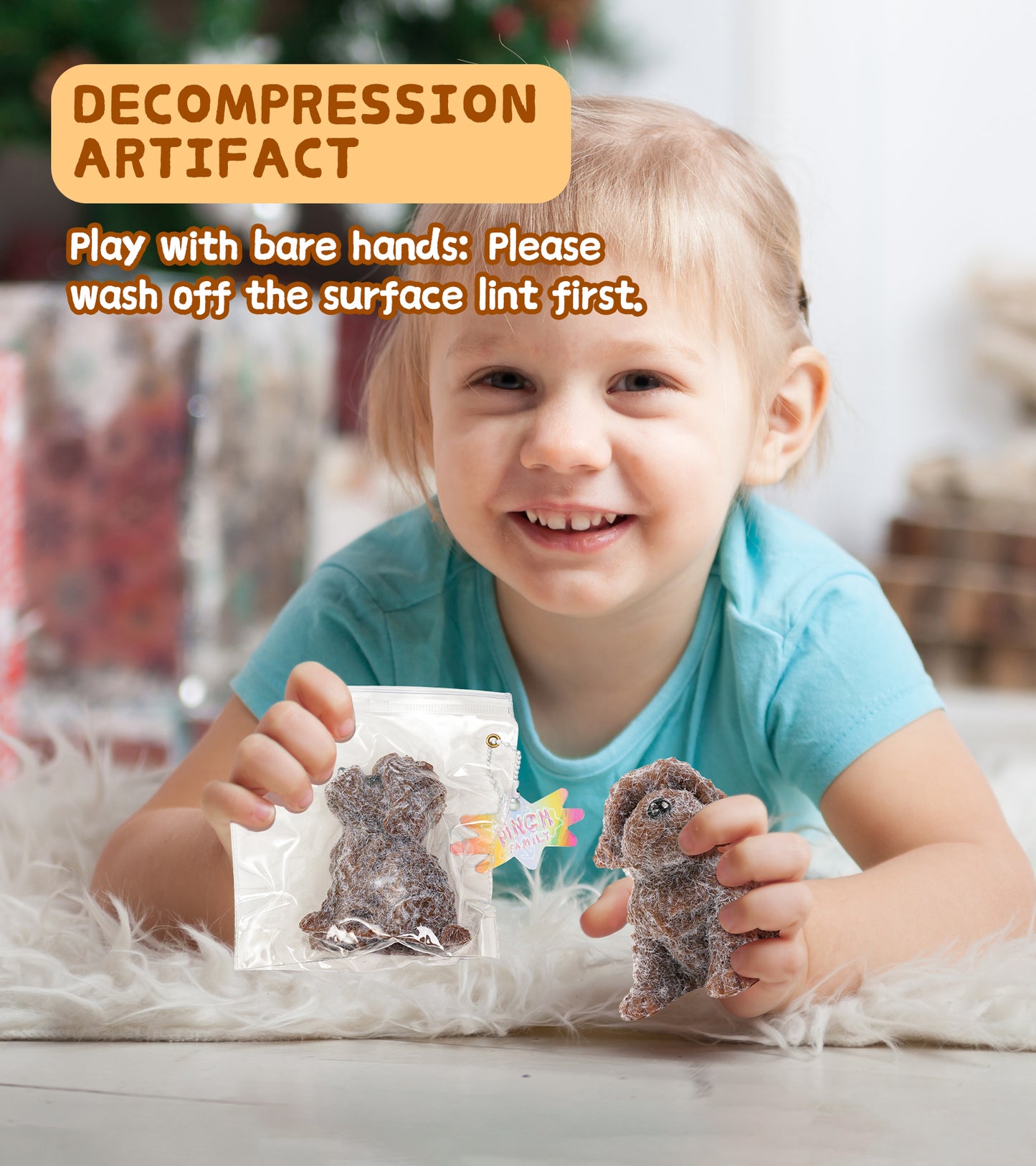 Dog Squishies Toy,2pcs Brown Teddy Dog Squeeze Animal Toys,Simulation Dog Stress Relief Toy Furry Squish Novelty Toy with PVC Packaging Gift for Kids Adults