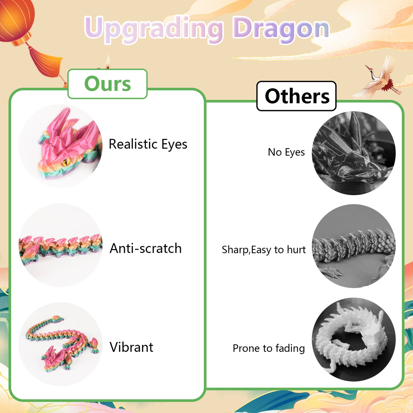 3D Printed Dragon Animal Toys,17.7" Rainbow Dragon Articulated Flexible Fidget Toys,3D Printed Gaint Dragon Animal Figure Toy for Home,Officec,Desk Decor