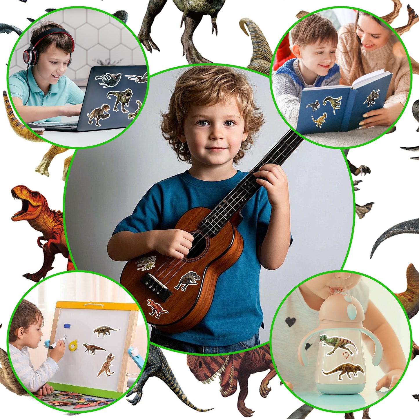 Dinosaur Stickers 200Pcs Tyrannosaurus rex Sticker for Teens,Waterproof Animal Sticker Decoration for Dinosaur Theme Party,Vinyl Allosaurus Stick Set Basket Socks Crafts Stuffers