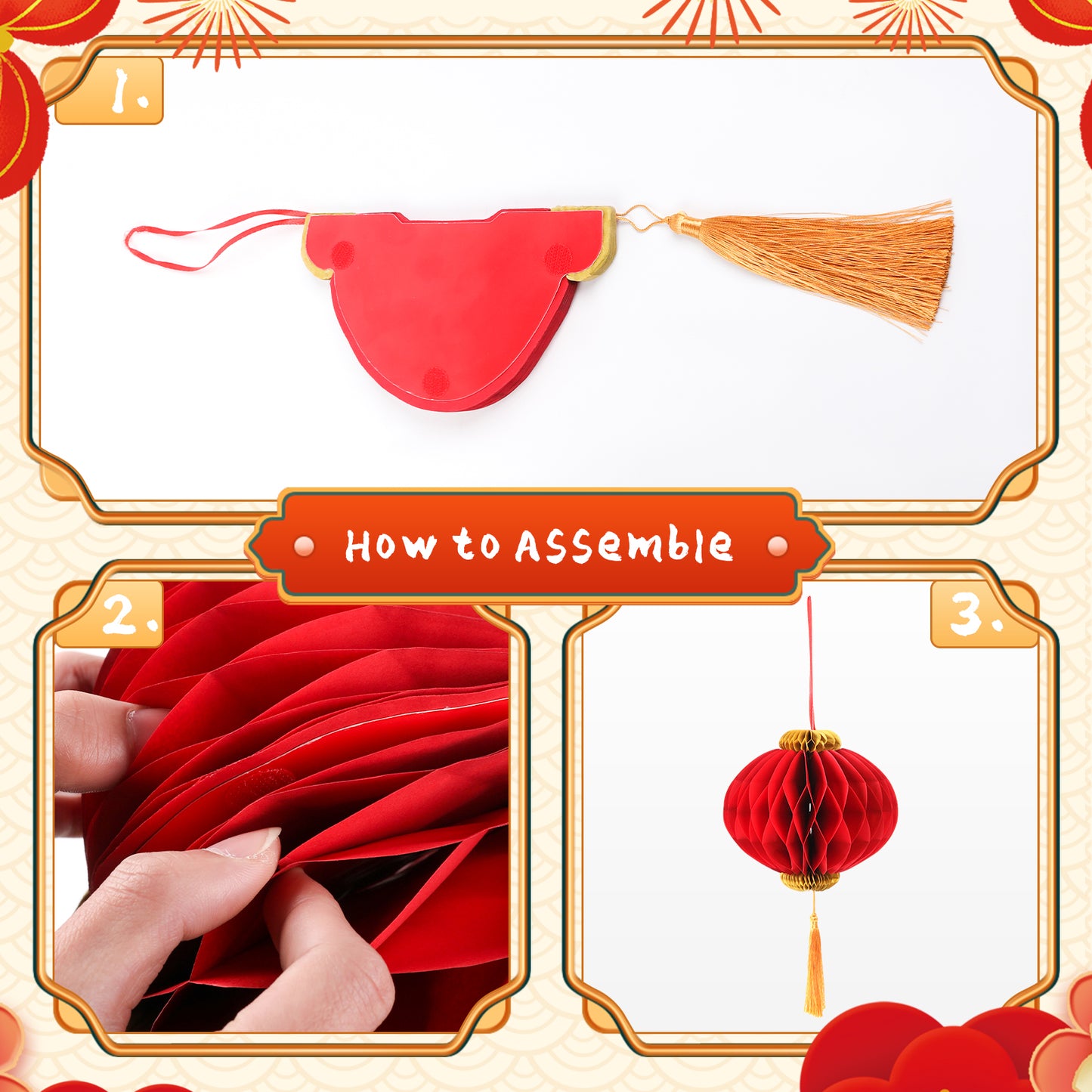 4 Pcs 7.08 Inches Chinese Red Paper Lanterns Chun Festival Decorations for Chinese Lunar New Year,Wedding Party Hanging Home Restaurant Ornaments