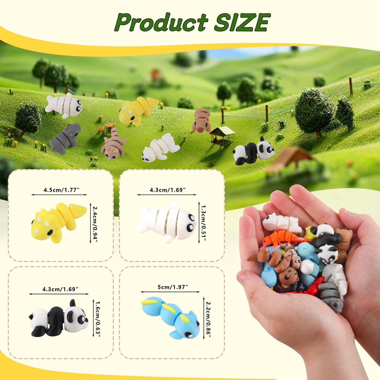 20Pcs Mini Animal Figures Set,3D Printed Little Animals Articulated Flexible Fidget Toys,Kawaii Small Animal Figure Toy for Party Favor,Cute 3D Printed Animal Toy Sets for Home,Office,Desk Decor