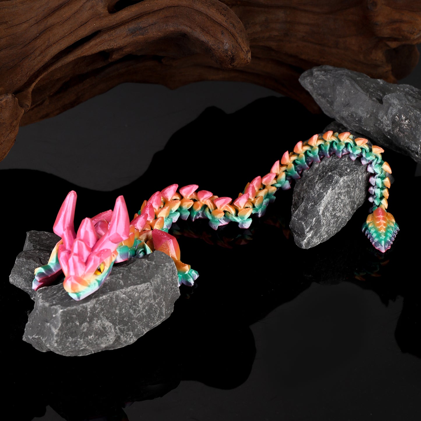 3D Printed Dragon Animal Toys,17.7" Rainbow Dragon Articulated Flexible Fidget Toys,3D Printed Gaint Dragon Animal Figure Toy for Home,Officec,Desk Decor