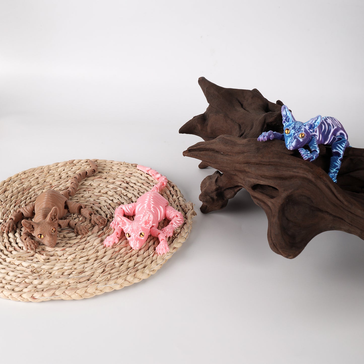 3D Printed Cat Animal Toys,12 Inches Hairless Cat Articulated Flexible Fidget Toys,Jumbo 3D Printed Sphynx Cat Animal Stress Toy for Home,Officec,Desk Decor