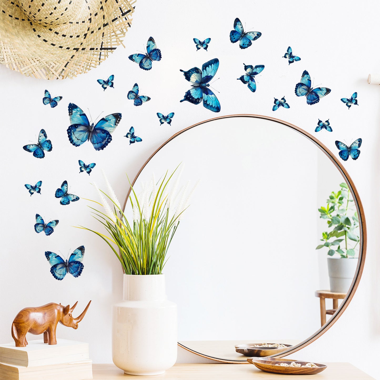 Glow in The Dark 3D Butterfly 24 Pcs 3 Sizes, Luminous Butterfly Stickers for Ceiling or Wall, Glow in The Dark Party Supplies, Removable Luminous Stickers for Kids Babys Nursery (Blue)