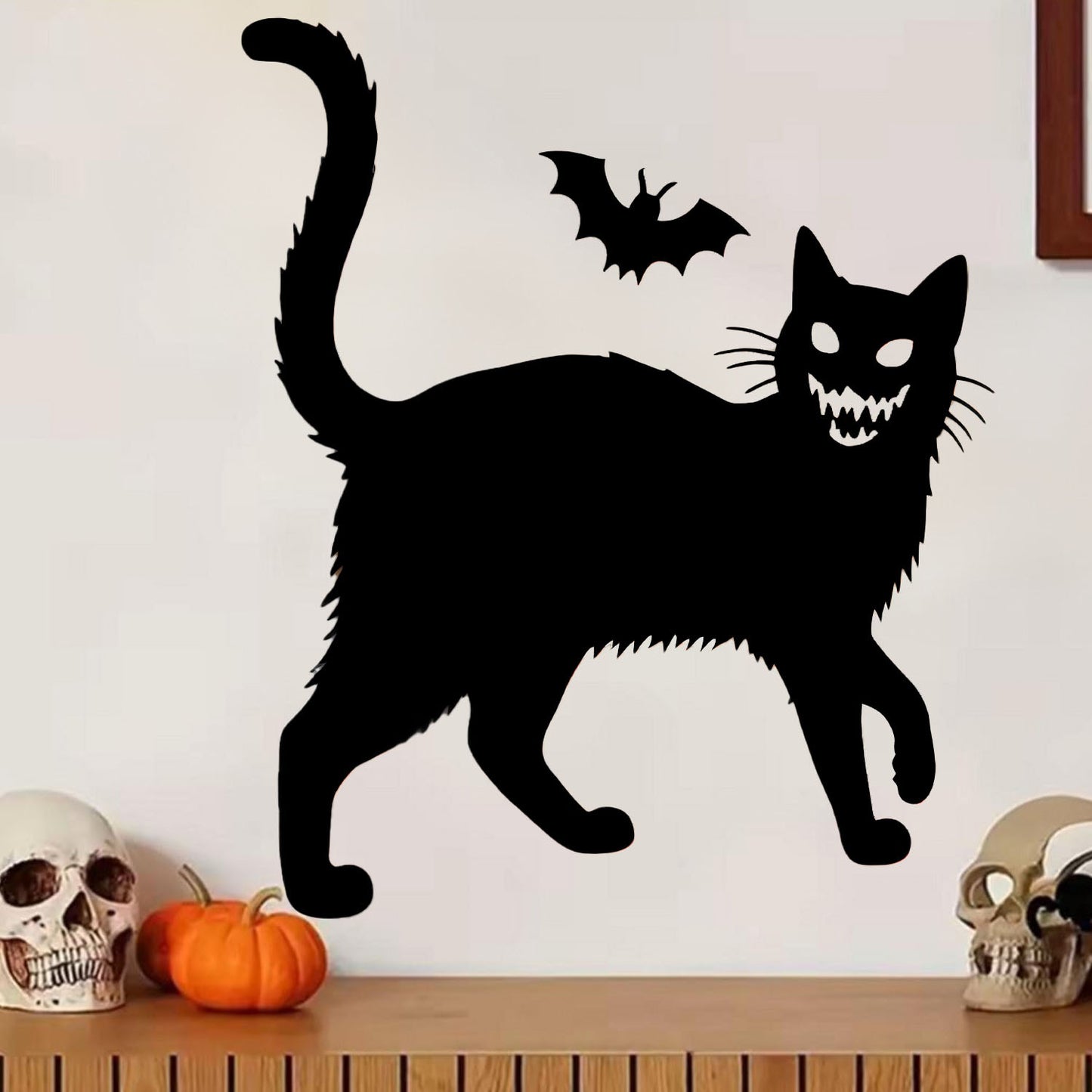 Black Cat Wall Sticker for Door Decor Peel and Stick Black Cat Wall Decal Removable Cute Pet Art Vinyl Stickers for Doors Bathroom Kids Room Bedroom Wall Decor