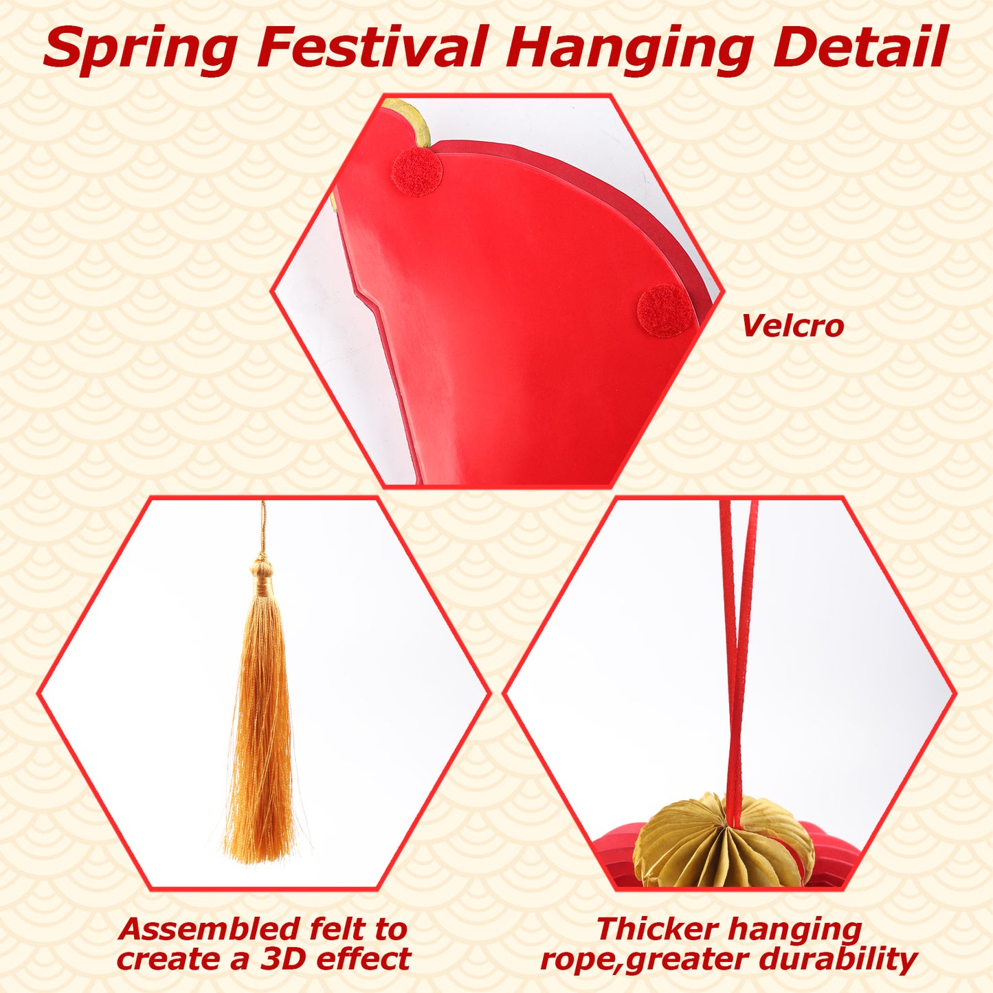 4 Pcs 7.08 Inches Chinese Red Paper Lanterns Chun Festival Decorations for Chinese Lunar New Year,Wedding Party Hanging Home Restaurant Ornaments