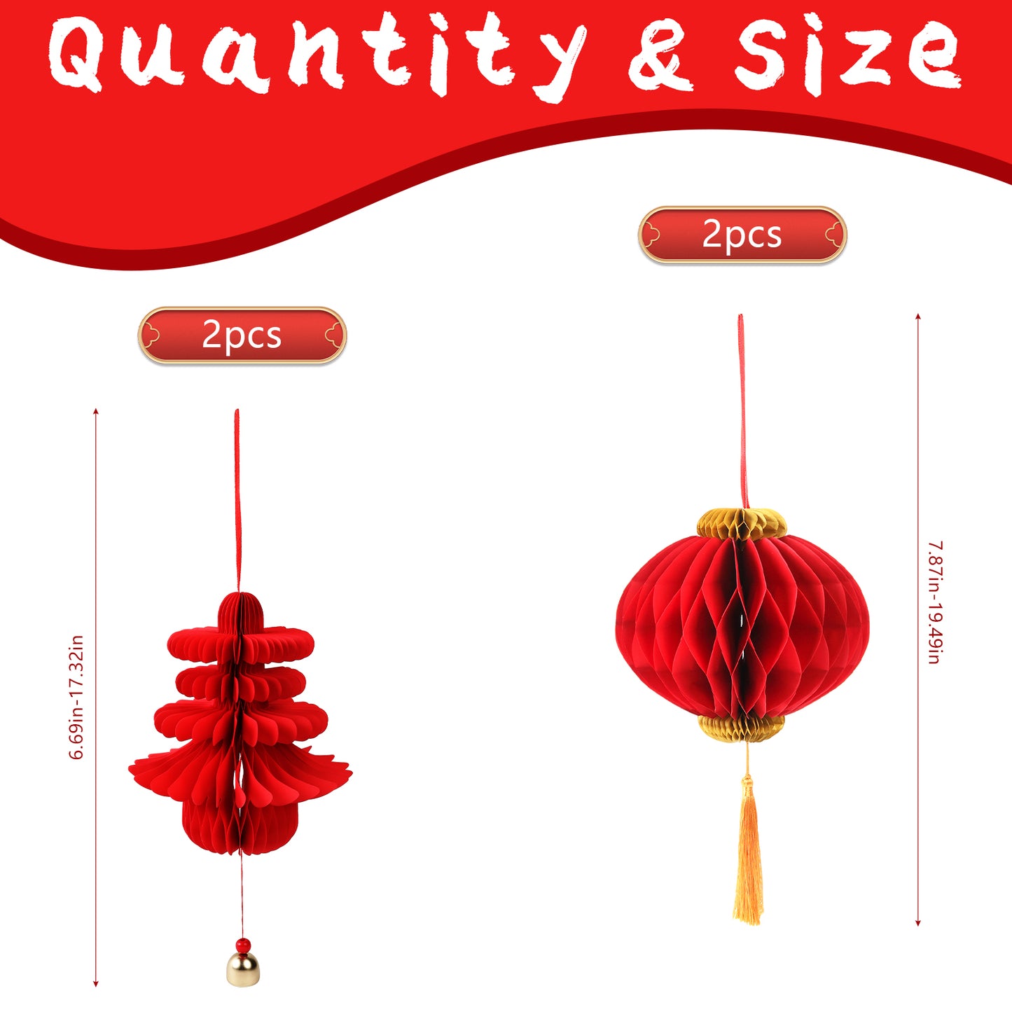 4 Pcs 7.08 Inches Chinese Red Paper Lanterns Chun Festival Decorations for Chinese Lunar New Year,Wedding Party Hanging Home Restaurant Ornaments
