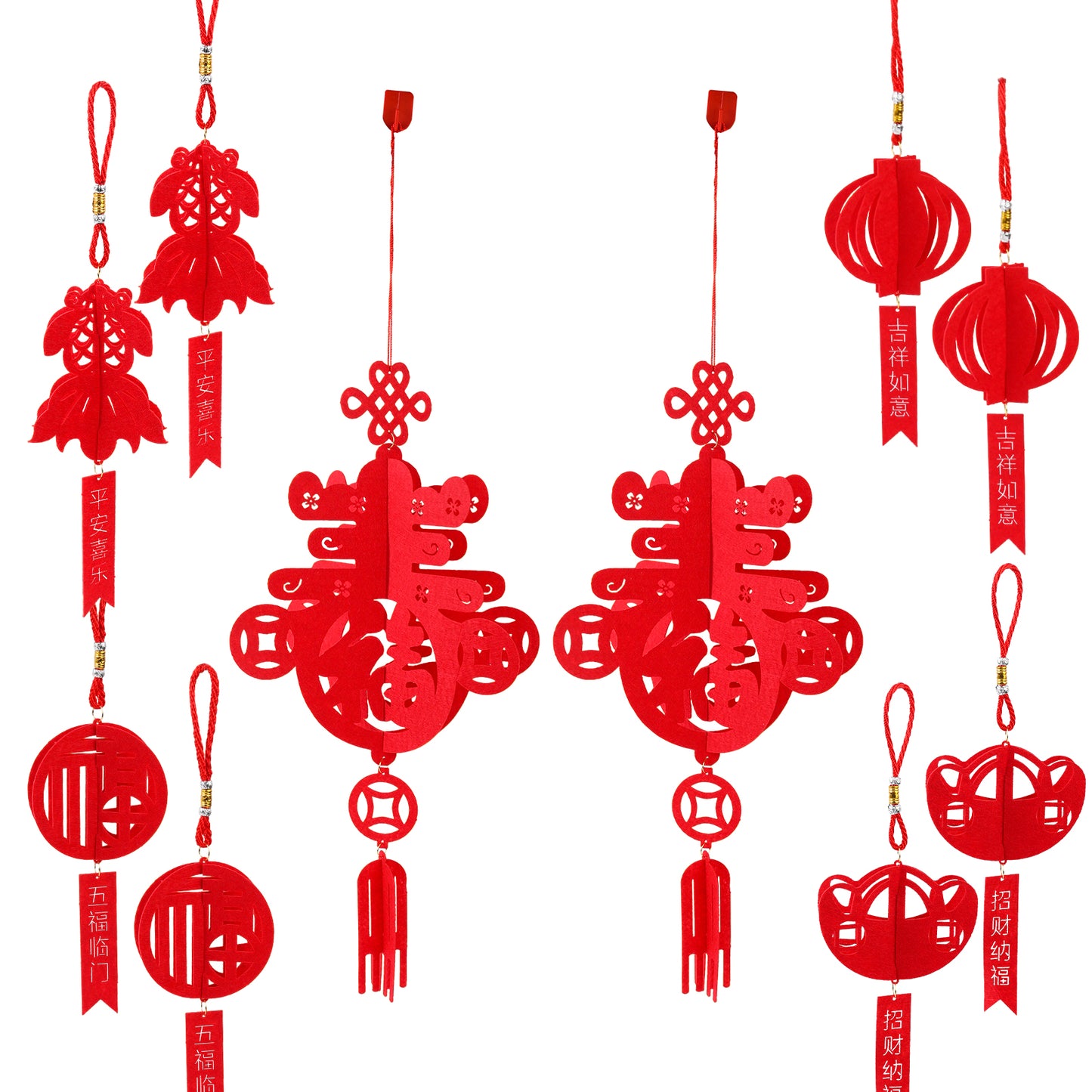 10 Pcs Chinese Lunar New Year Decorations 2026 Chinese Hanging Decoration Spring Festival Lucky Hanging Tree Ornaments for Asian China Lunar New Year Party Wedding Home Decor