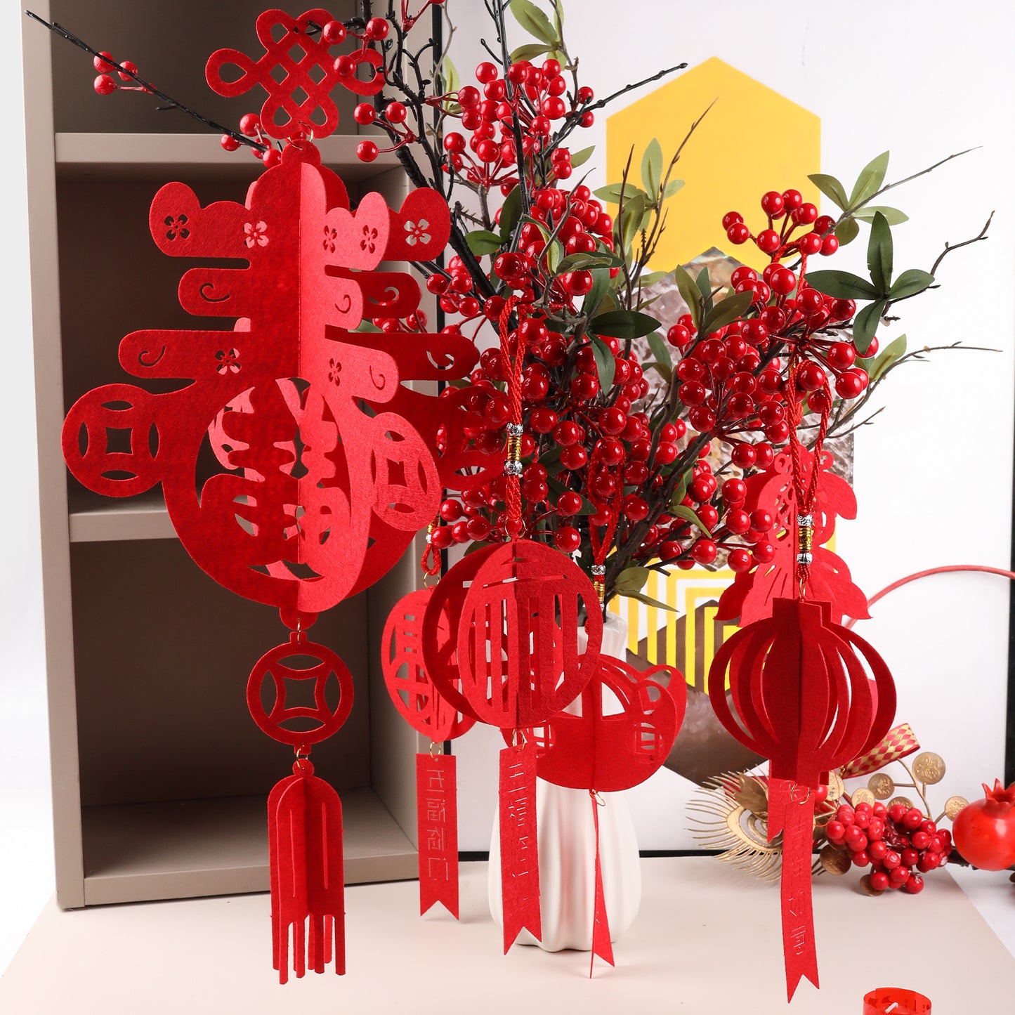 10 Pcs Chinese Lunar New Year Decorations 2026 Chinese Hanging Decoration Spring Festival Lucky Hanging Tree Ornaments for Asian China Lunar New Year Party Wedding Home Decor