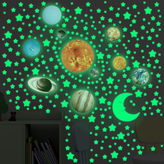 Glow in The Dark Stars and Planets, Bright Solar System Wall Stickers -Glowing Ceiling Decals for Kids Bedroom Any Room,Shining Space Decoration, Birthday Christmas Gift for Boys and Girls