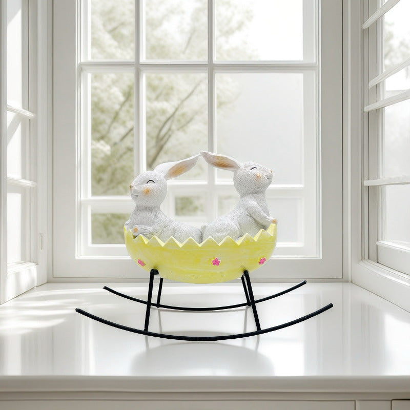 2026 Easter Cradle Rabbit Ornament Creative Home Bath Rabbit Ornament Garden Garden Outdoor Ornament