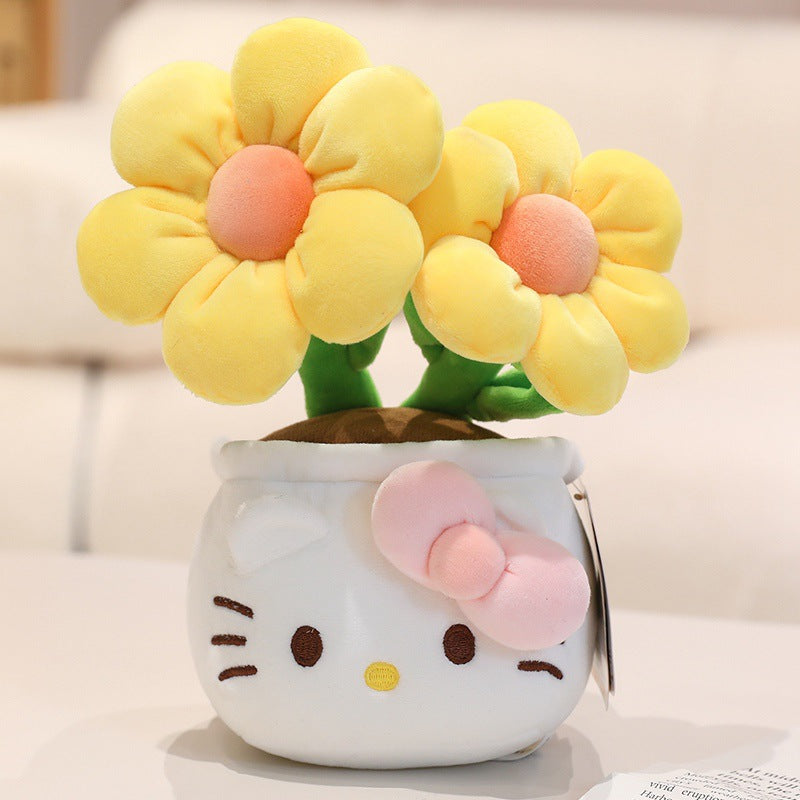 HelloKitty Sanrio genuine Hello Kitty doll bouquet plush potted plant doll birthday present female