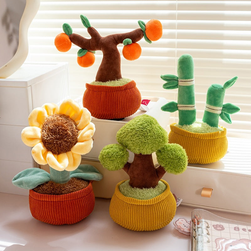 New simulation fragrance plush doll potted persimmon sunflower fortune tree doll creative decoration grab machine doll