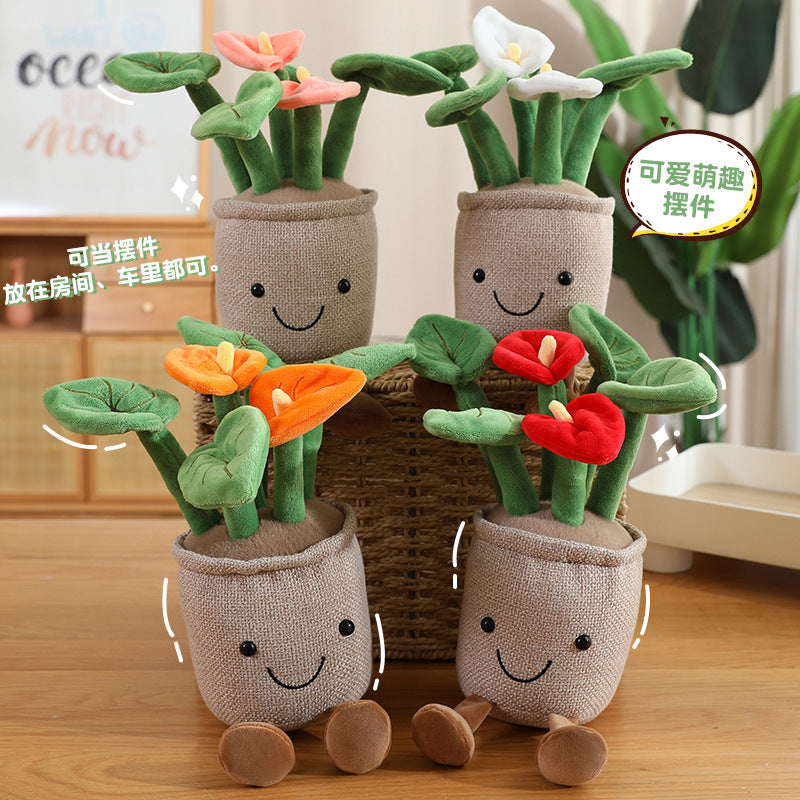 Cross-border simulation plant fun potted plant table with doll plush toy children's doll indoor ornament decoration mini