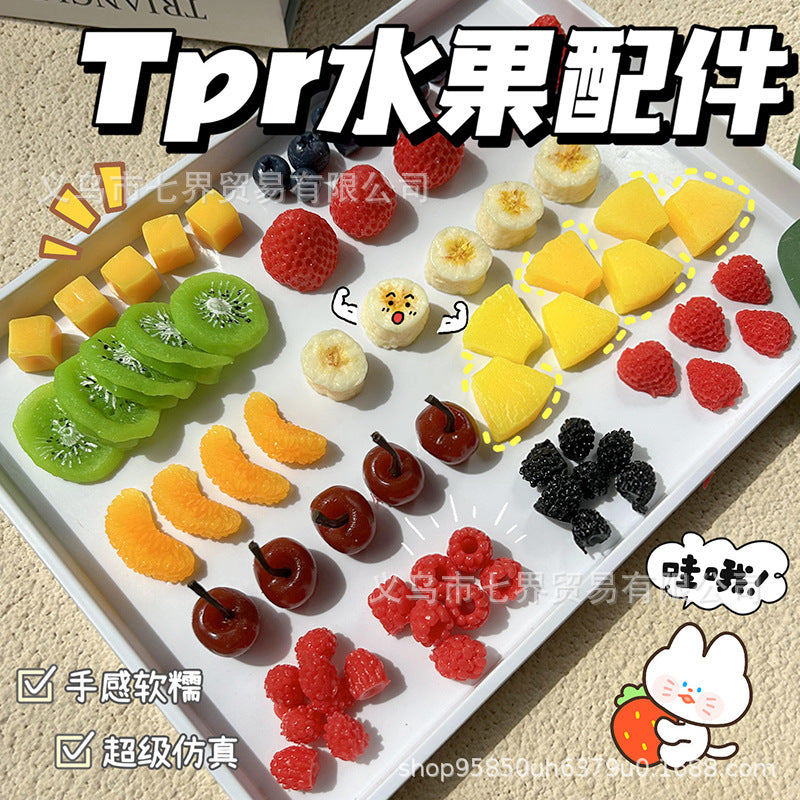 Simulation tpr fruit accessories simulation blueberry soft glue DIY material edible game cream glue accessories strawberry pineapple macaque