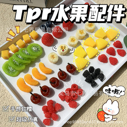 Simulation tpr fruit accessories simulation blueberry soft glue DIY material edible game cream glue accessories strawberry pineapple macaque