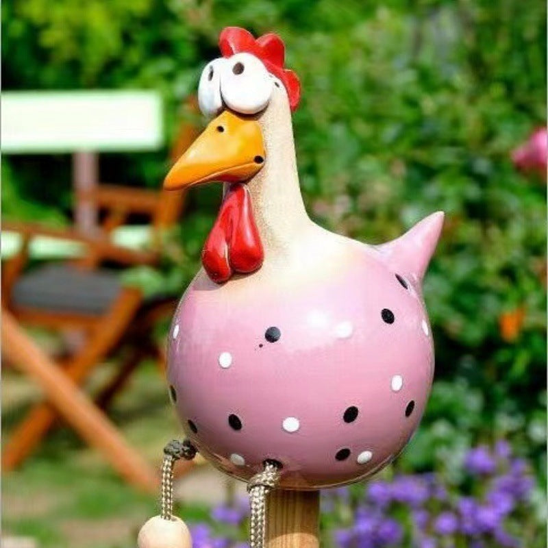 2026 big-eyed hanging-footed chicken spring breath fence resin ornament garden courtyard long-footed chicken ornament wholesale