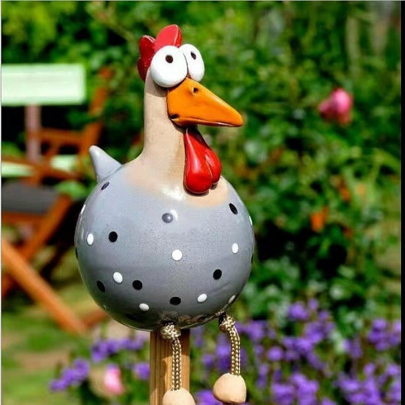 2026 big-eyed hanging-footed chicken spring breath fence resin ornament garden courtyard long-footed chicken ornament wholesale