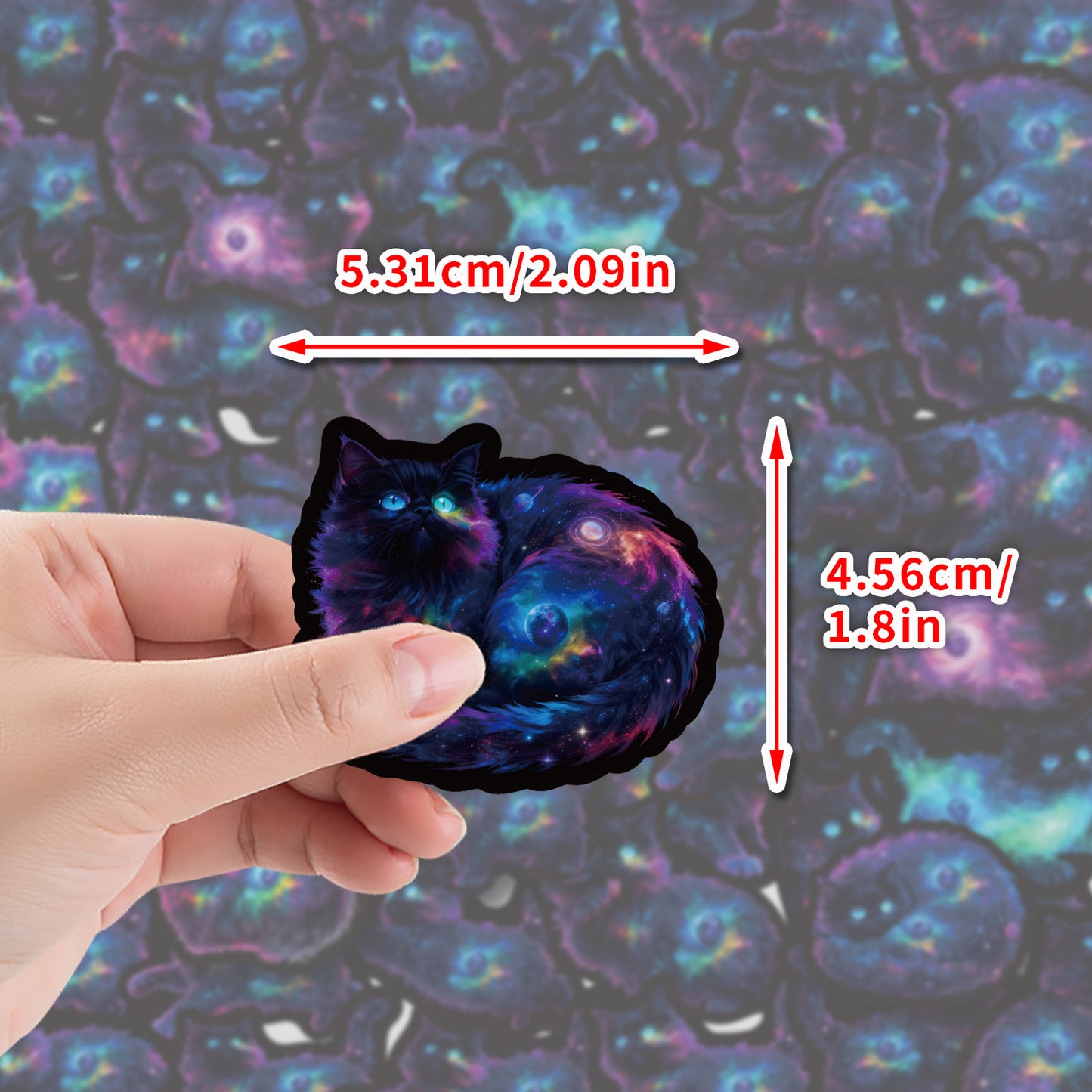 Cross-border 50 starry sky kitten graffiti stickers creative cartoon kitten stickers hand account water cup waterproof sticker wholesale