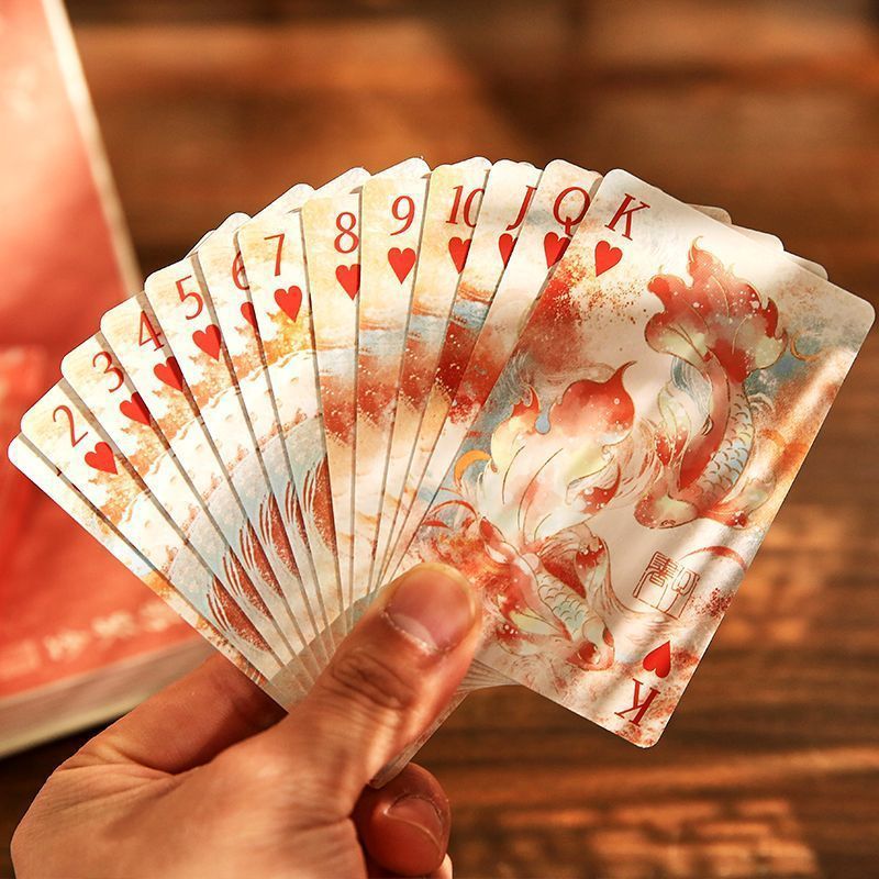 Playing cards, ancient style, Chinese style, good luck, koi playing cards, national style, home games, entertainment, egg playing card collection