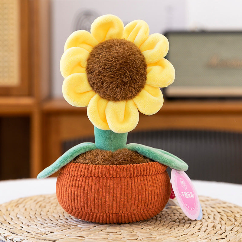 New simulation fragrance plush doll potted persimmon sunflower fortune tree doll creative decoration grab machine doll