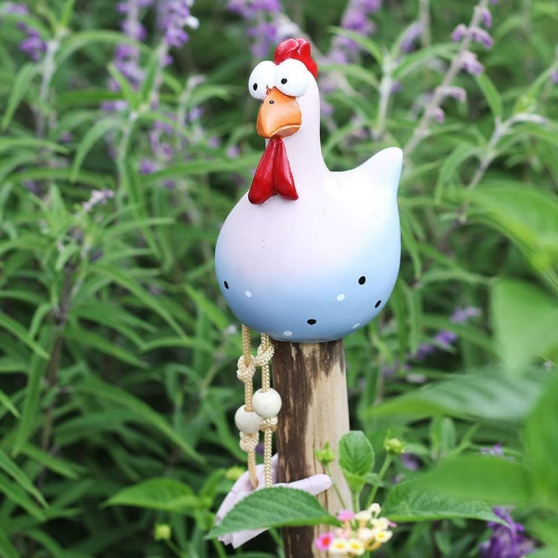 2026 big-eyed hanging-footed chicken spring breath fence resin ornament garden courtyard long-footed chicken ornament wholesale