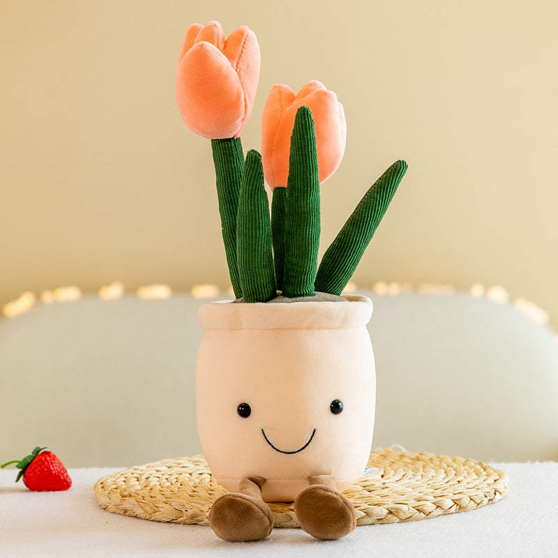Creative Succulent Ornament Plush Fun Simulation Tulip Potted Plant Office Home Decor Ragdoll