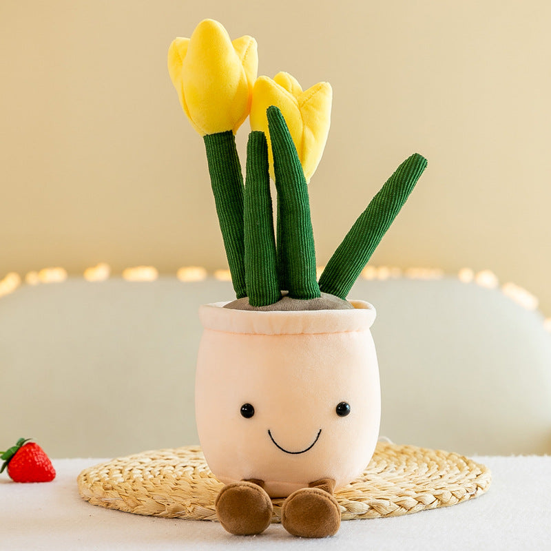 Creative Succulent Ornament Plush Fun Simulation Tulip Potted Plant Office Home Decor Ragdoll