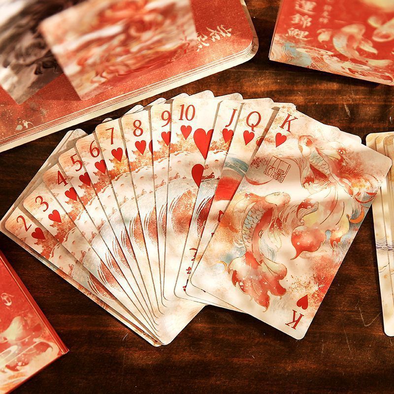 Playing cards, ancient style, Chinese style, good luck, koi playing cards, national style, home games, entertainment, egg playing card collection