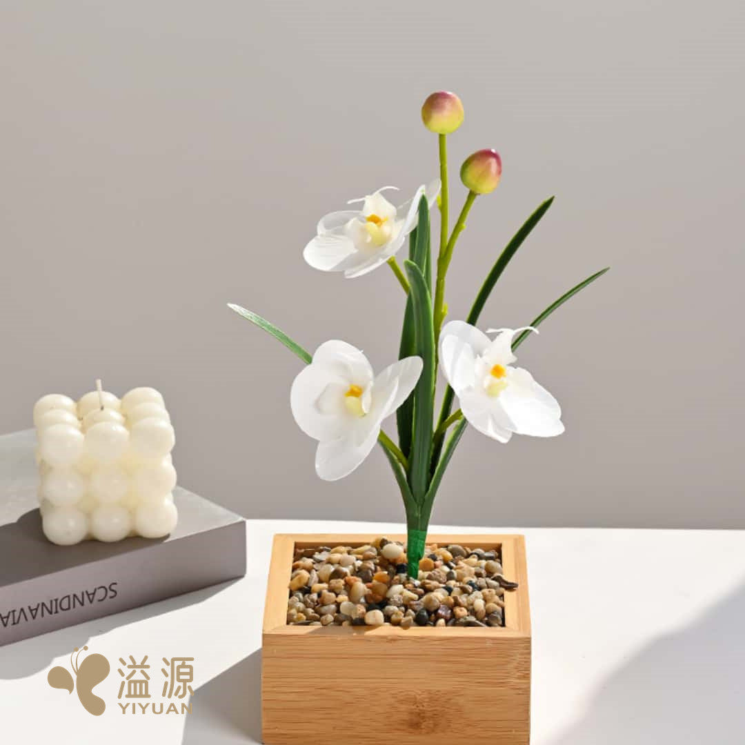 Leaf three flowers feel small Phalaenopsis indoor home simulation flower photography props wedding artificial flower decoration plant
