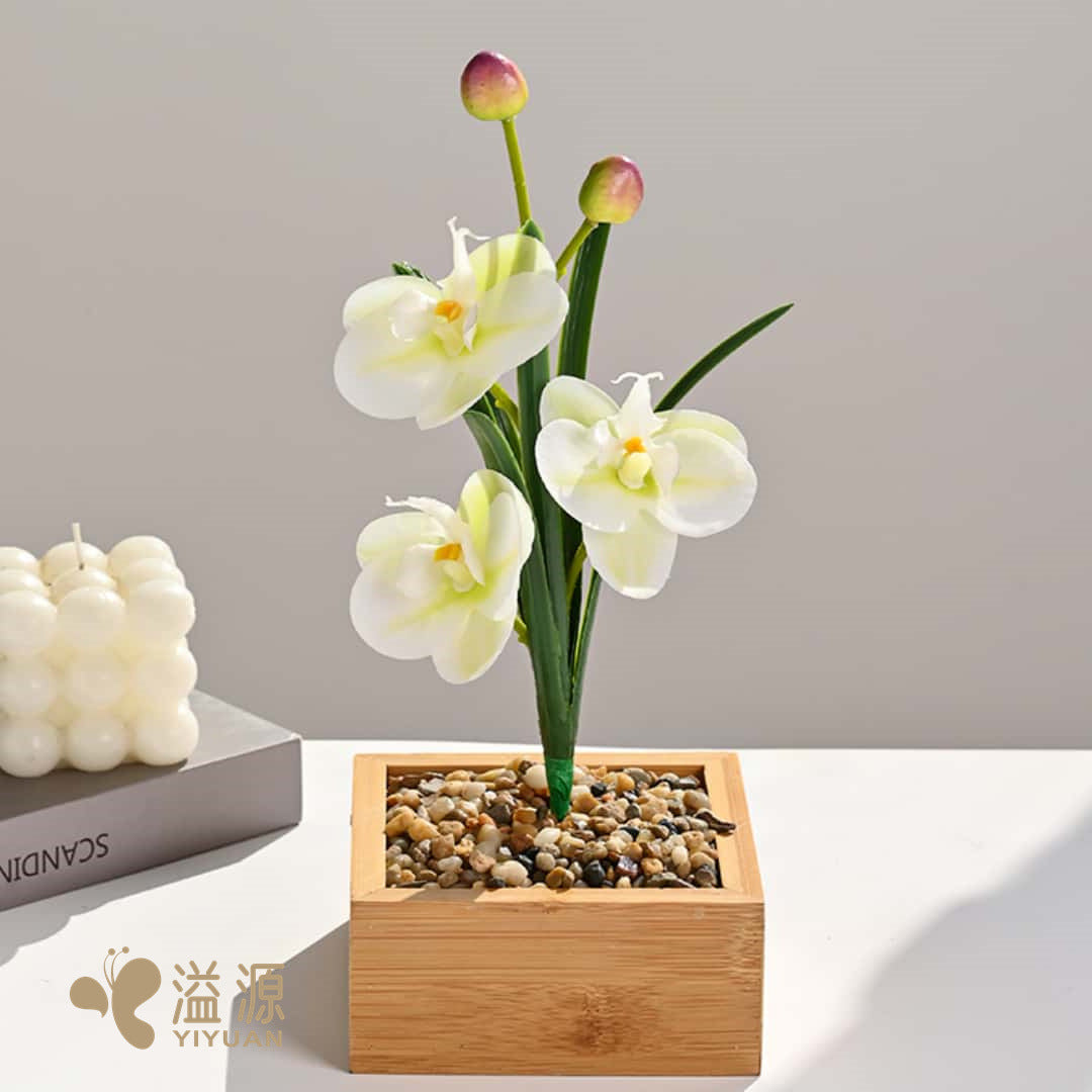Leaf three flowers feel small Phalaenopsis indoor home simulation flower photography props wedding artificial flower decoration plant