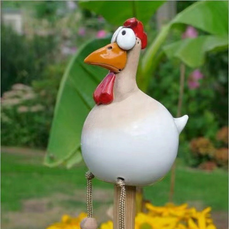 2026 big-eyed hanging-footed chicken spring breath fence resin ornament garden courtyard long-footed chicken ornament wholesale